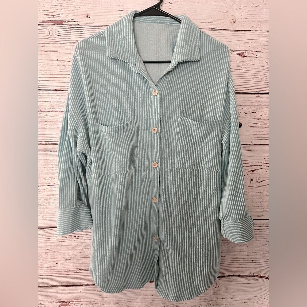 Light Green Half Sleeve Button Down Shirt